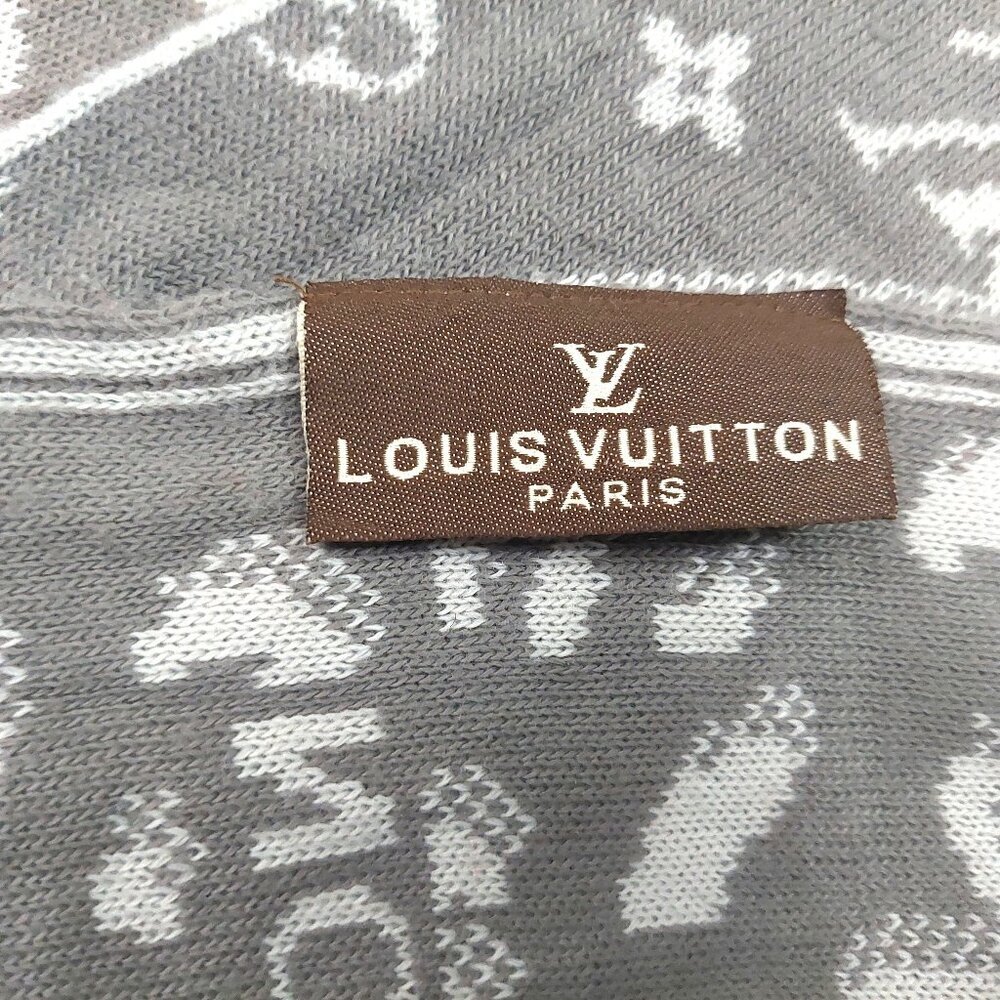 VUITTON LV Vintage Woven Print Medium Gray on Gray Scarf Scarves - Picture 9 of 10